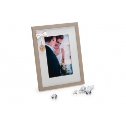 Hochzeit Holz Bilderrahmen mit Applikation WEDDING PORTRAIT 10x15 Weiß