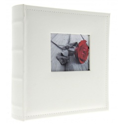 Leder Fotoalbum 10x15/300 mit Beschriftung WHITE W mit Ausschnitt für Foto