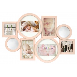Baby-Fotorahmen für mehrere Fotos, rosa mit Spiegeln