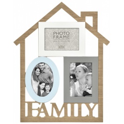 Dřevěný fotorámeček domeček na více foto FAMILY