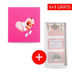 Verkauf 1+1: BABY's HISTORY rosa Fotoalbum + BPD rosa extra Fotorahmen