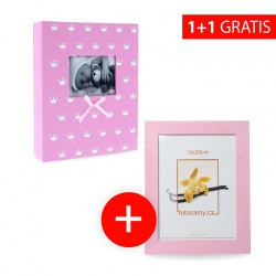 Verkauf 1+1 Fotoalbum 10x15/200 MIRACLE rosa + Holzrahmen DRC11K 15x20 C7 rosa extra