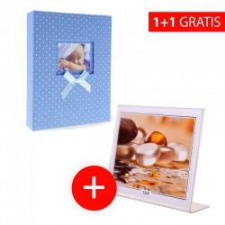 Verkauf 1+1: Kinderfotoalbum 10x15/304 DREAMLAND Blau + Acrylrahmen 13x9cm extra breit