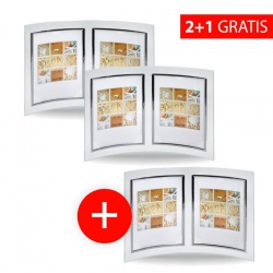 Sale 2+1: Glasdoppelrahmen VERONA 2/10x15 silber - 3 Rahmen zum Preis von 2