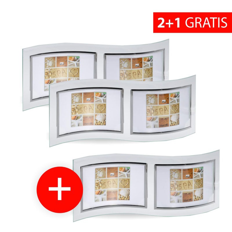 Angebot 2+1: Glasdoppelrahmen VERONA 2/15x10 silber - 3 Rahmen zum Preis von 2
